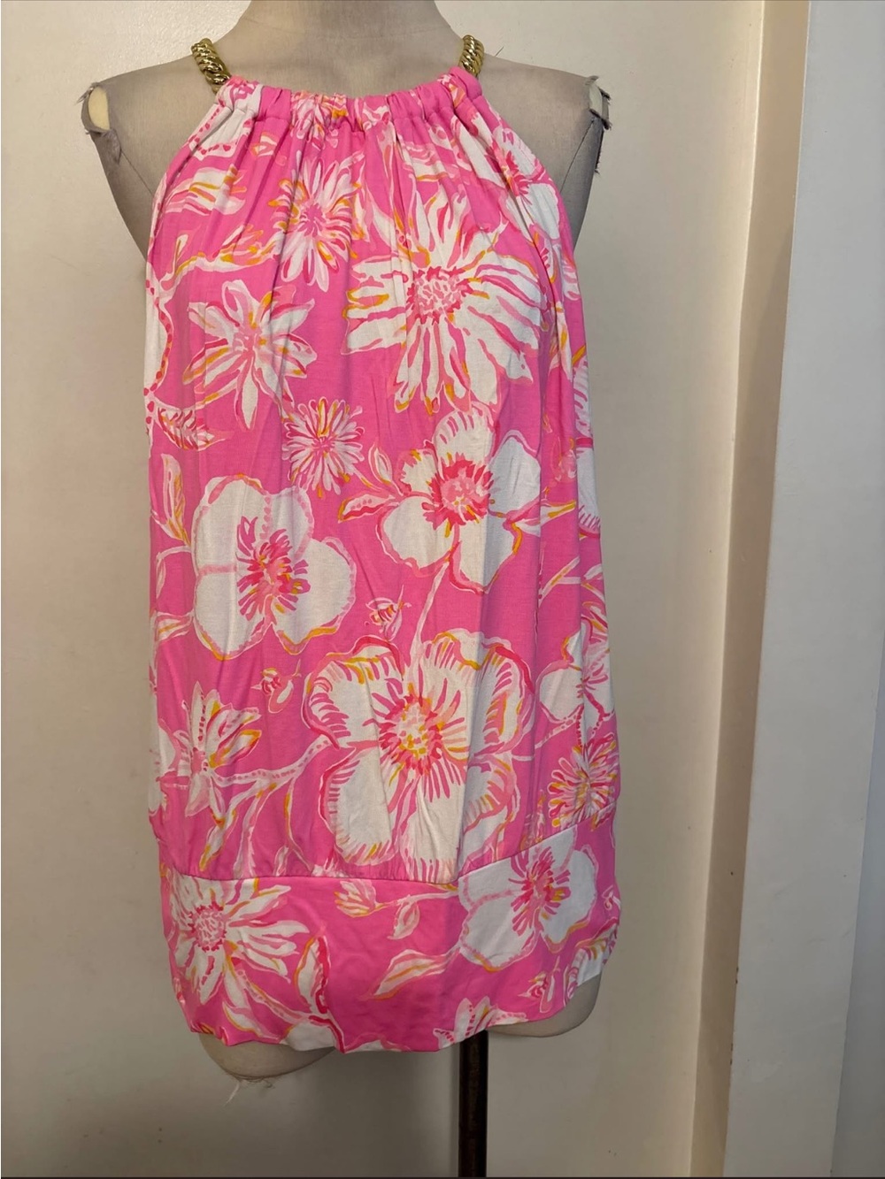 Lilly Pulitzer Pink Floral Halter Top Xl